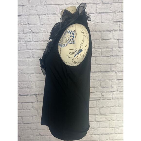 High Fashion Sleeveless Top With Fabric Ruffle Trim Women Size Medium - Picture 8 of 9